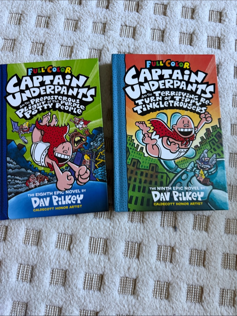 Captain Underpants Full Color Books by Dav Pilkey - Green & Orange Covers